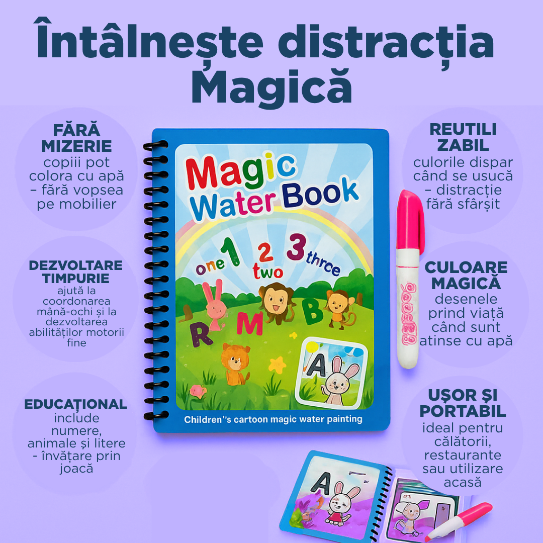 Carte de colorat Magică cu apă (2+1 Gratis)