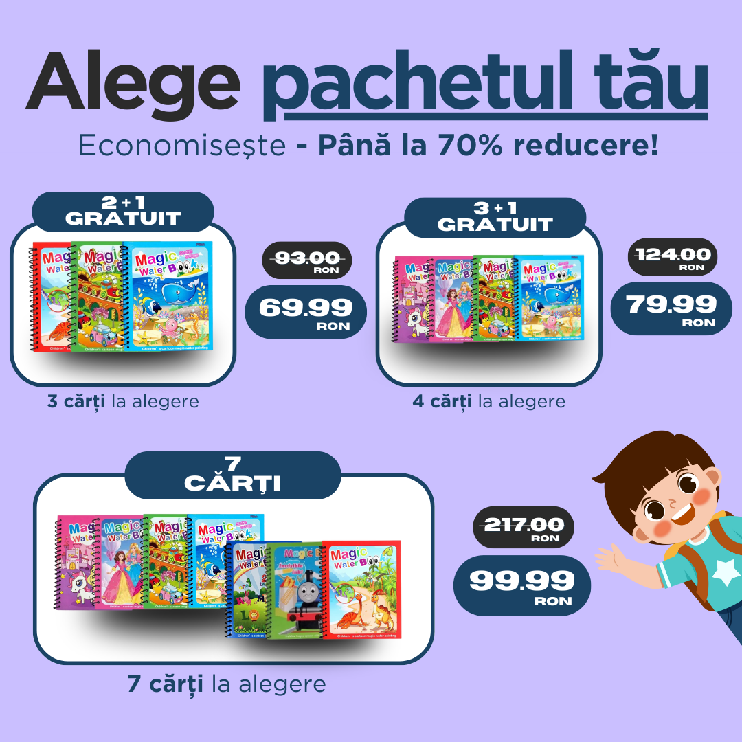 Carte de colorat Magică cu apă (2+1 Gratis)